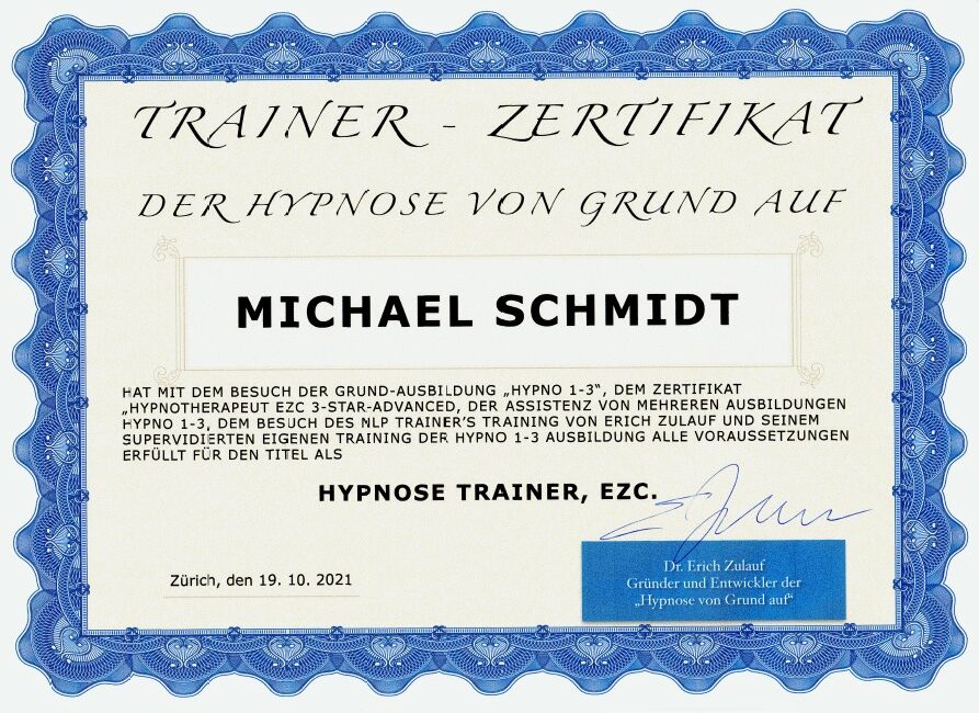 Michael Schmidt Hypnose Trainer EZC